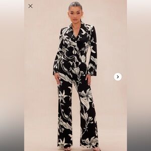 Floral Black and White Women's pant set